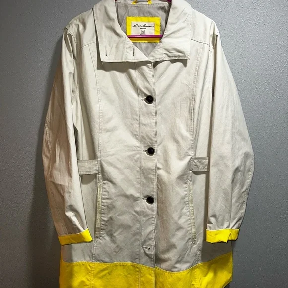 Eddie Bauer Vintage Beige and Yellow Women's Rain Jacket size XL - Picture 2 of 13
